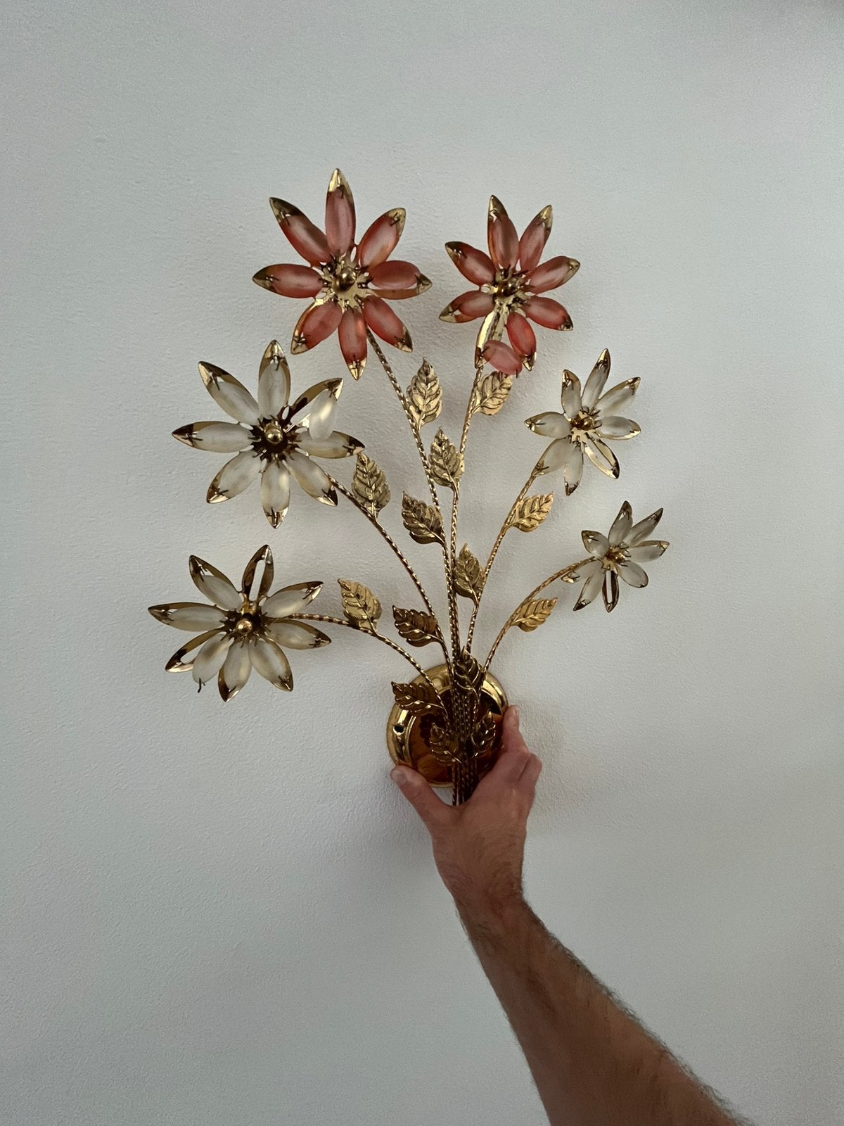 Decoratieve wandlamp / wandkandelaar in bloemvorm, Ophalen, Gebruikt, Wandlamp