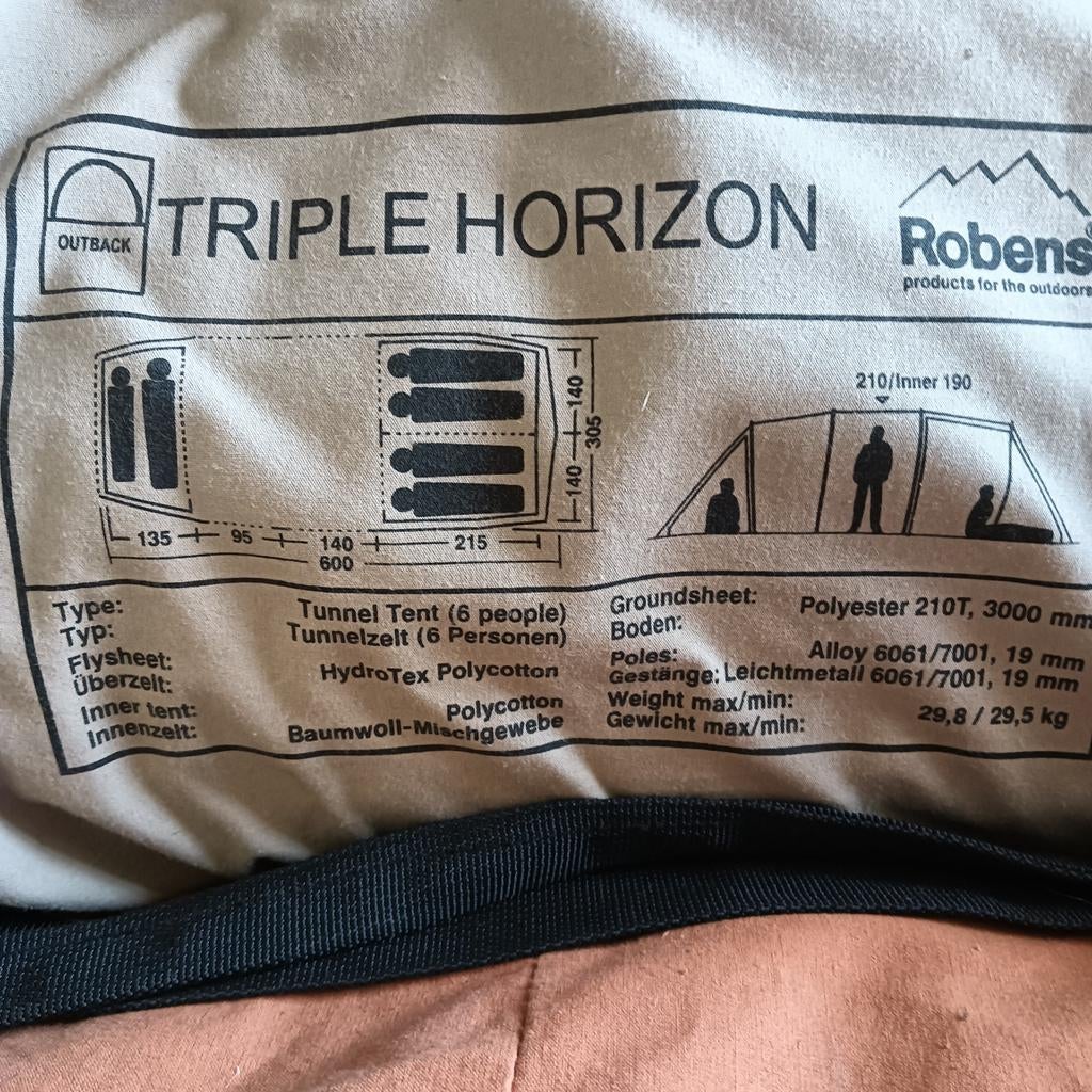 Tripple horizon by Robens technisch katoenen tent., Caravans en Kamperen, Ophalen