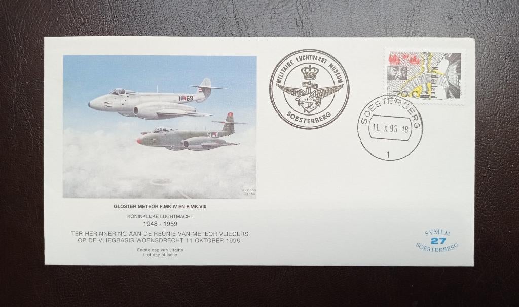 FDC Militaire Luchtvaart Museum Soesterberg 1996 + inleg, Verzenden, Envelop