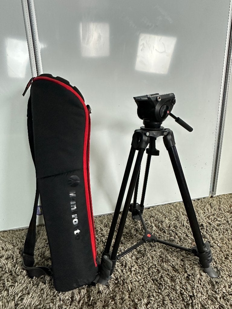 Manfrotto Video Kit MVK500AM professioneel statief + tas, Audio, Tv en Foto, Fotografie | Statieven en Balhoofden, Gebruikt, Met balhoofd