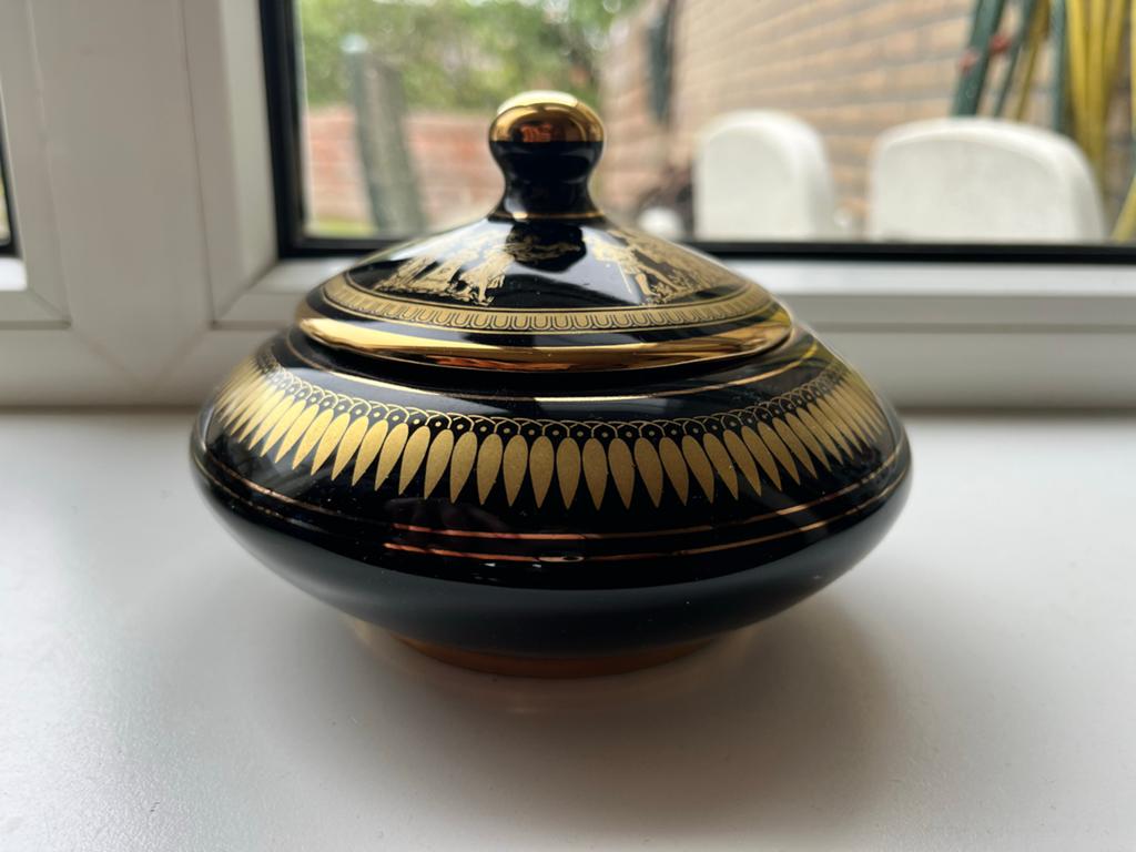 Handgemaakte Griekse Porseleinen Pot Spyropoulos 24K Goud, Antiek en Kunst, Ophalen