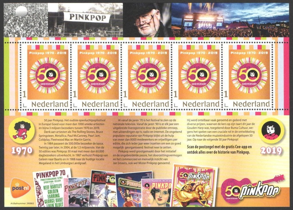 Postzegels PinkPop, Ophalen of Verzenden, Na 1940, Postfris