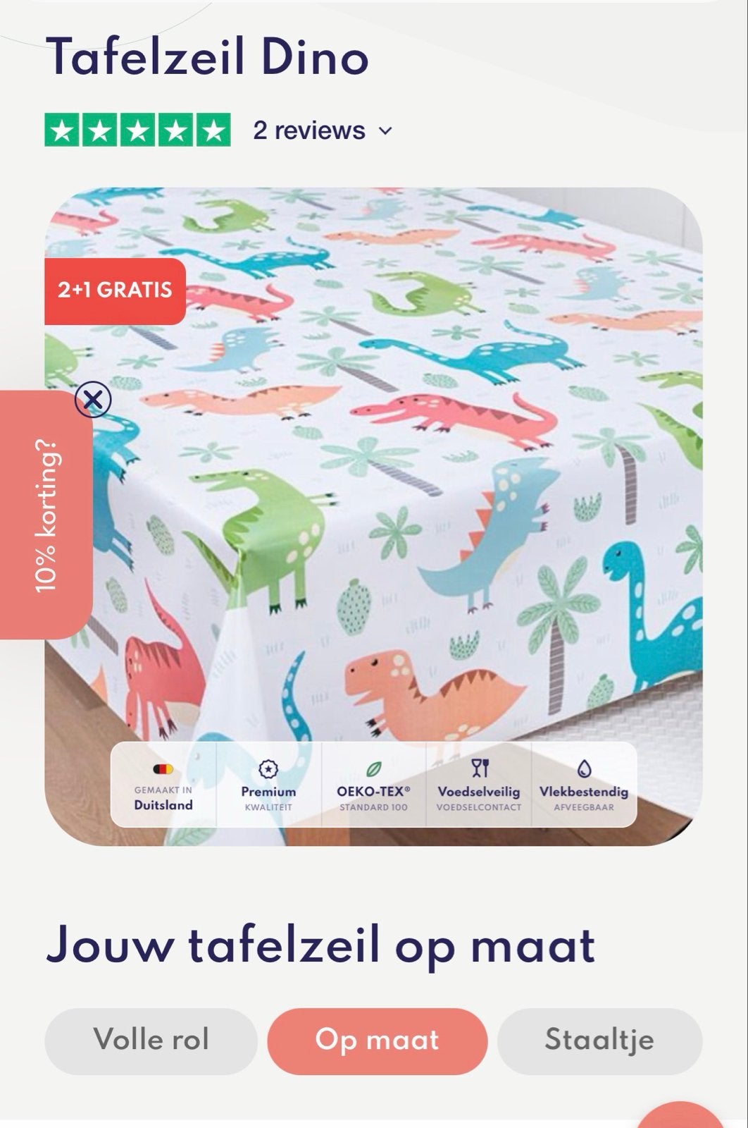 Tafelzeil Dino 320x140 cm, Ophalen, Nieuw, Meerkleurig, Tafelzeil