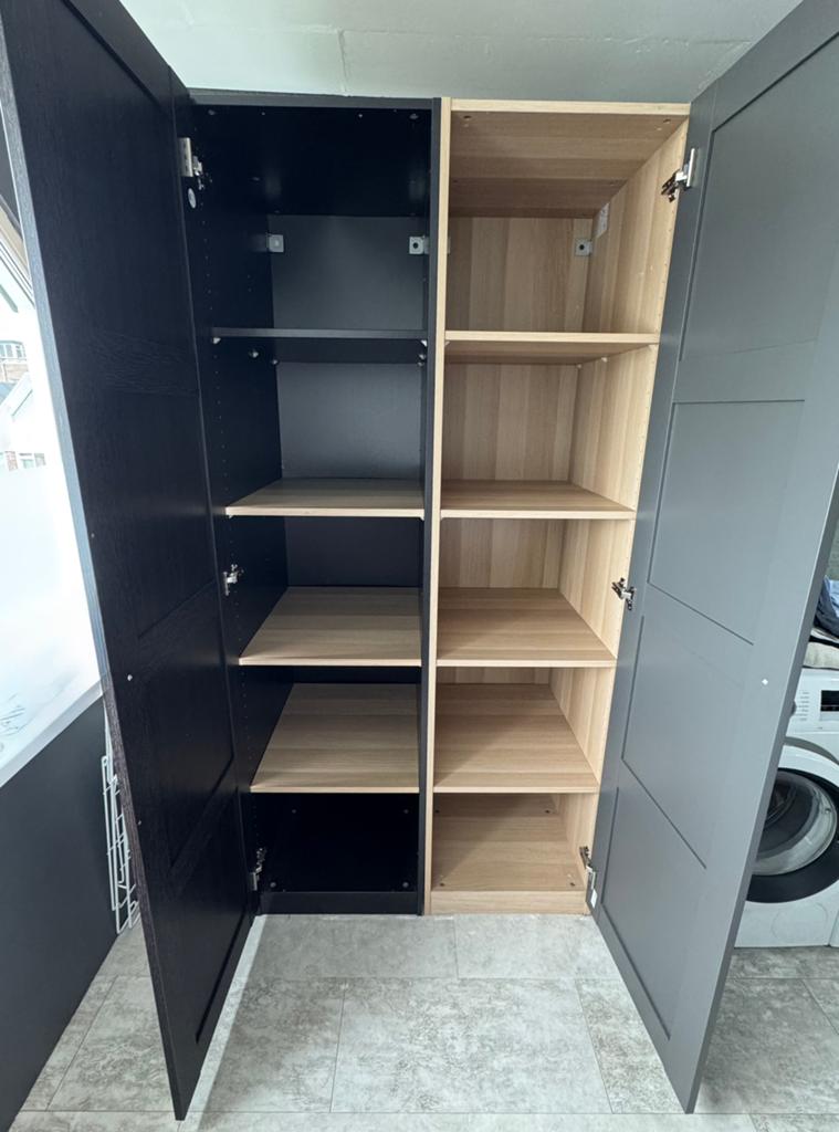 2 x Kledingkast met planken - Zwart en Grijs (PAX kast), Ophalen, 200 cm of meer, 50 tot 100 cm, Zo goed als nieuw