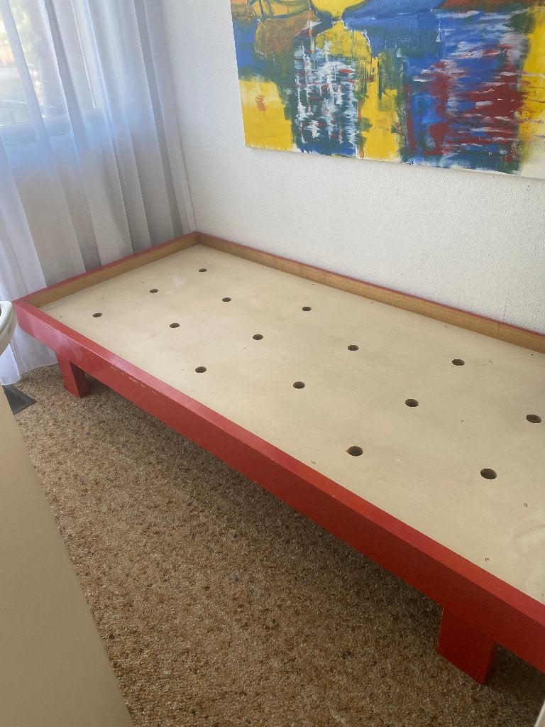 bed, hout, buitenmaat 200x90, Ophalen, Gebruikt, 90 cm, Eenpersoons