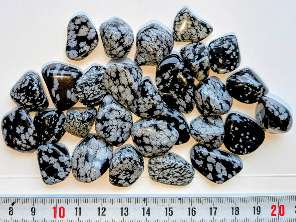 Sneeuwvlok Obsidiaan trommelstenen, Sieraden, Tassen en Uiterlijk, Edelstenen, Verzenden, Zo goed als nieuw