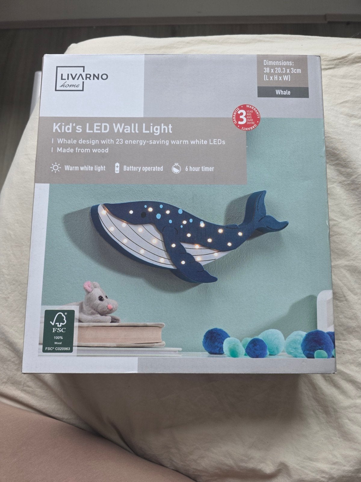 LED Walvis Muurlamp voor Baby/Kinderkamer - Livarno Home, Ophalen, Nieuw, Lamp