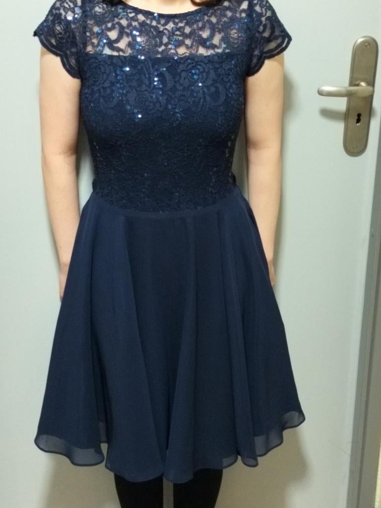 Swing galajurk donkerblauw met bolero, Ophalen, Blauw, Zo goed als nieuw, Maat 36 (S)