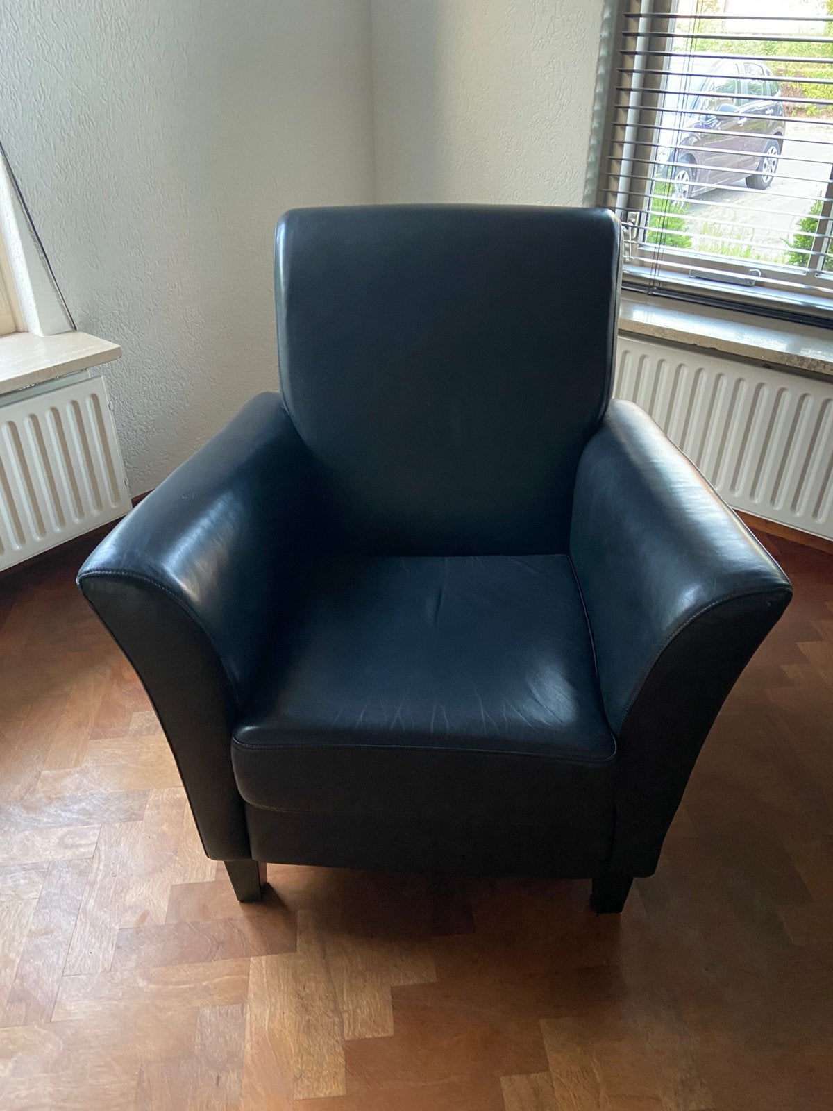 Prachtige leren fauteuil zwart!KOOPJE!, Huis en Inrichting, Fauteuils, Ophalen, Zo goed als nieuw, 75 tot 100 cm, Leer