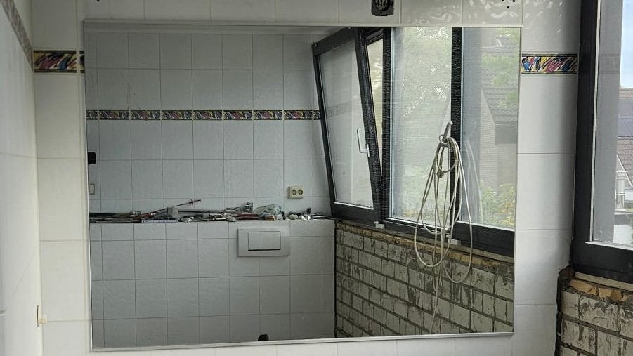 Grote Badkamer Spiegel, Ophalen, 100 tot 150 cm, 125 cm of meer, Zo goed als nieuw