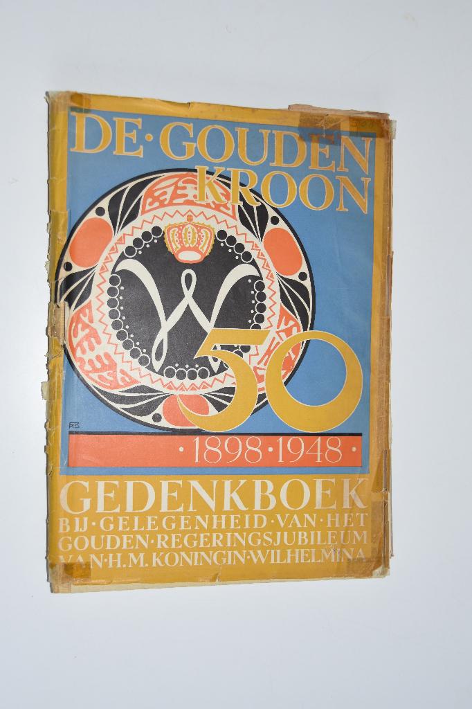 De Gouden Kroon Gedenkboek Koningin Wilhelmina 1948, Verzamelen, Koninklijk Huis en Royalty, Verzenden, Gebruikt, Nederland, Tijdschrift of Boek