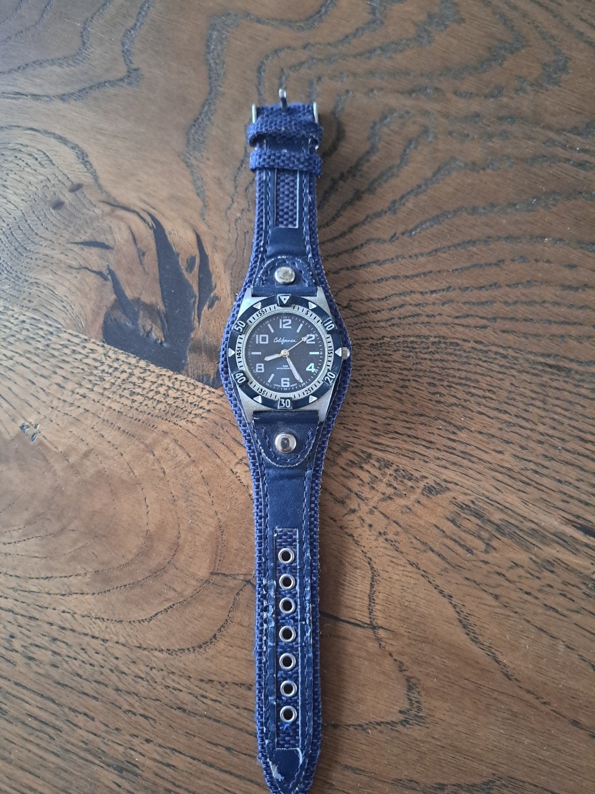 Stoer jongens horloge - Blauw met brede band, Overige merken, Gebruikt, Staal, Polshorloge