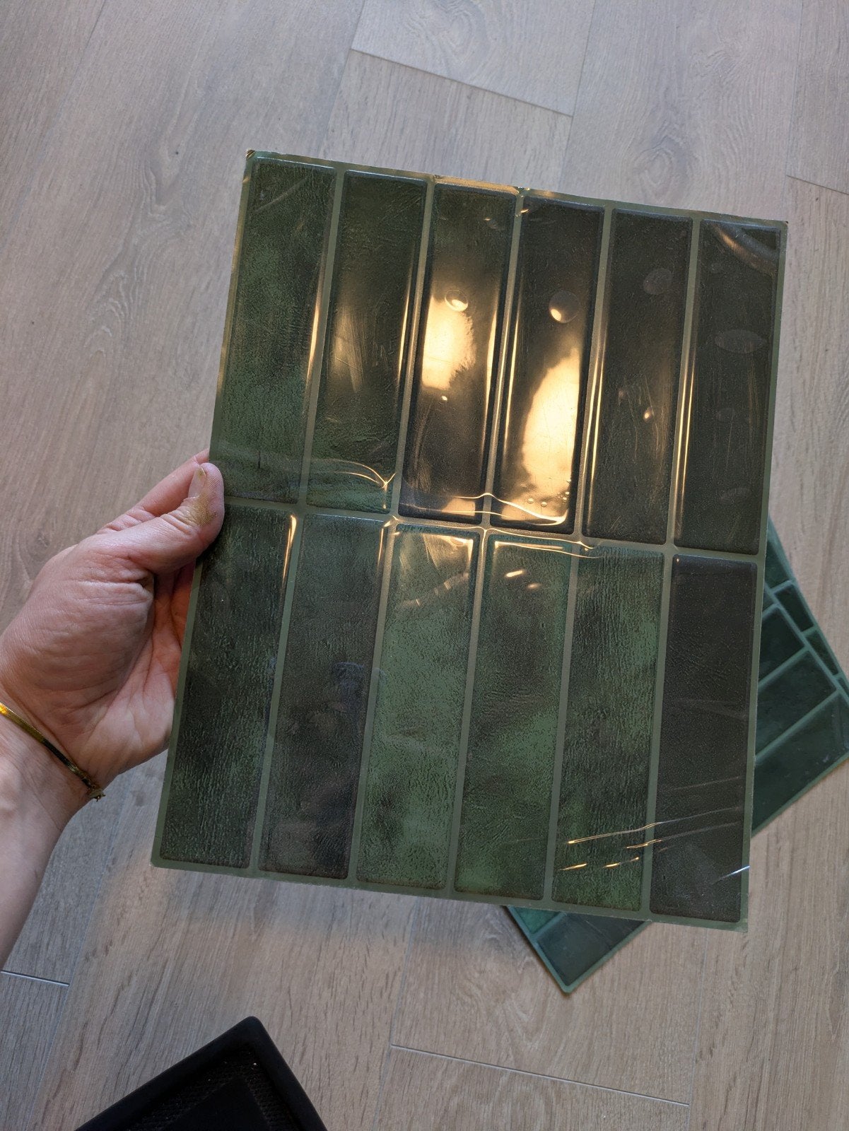 Zelfklevende plaktegels 23x29 cm - Groen, Ophalen, Overige materialen, Wandtegels, Nieuw