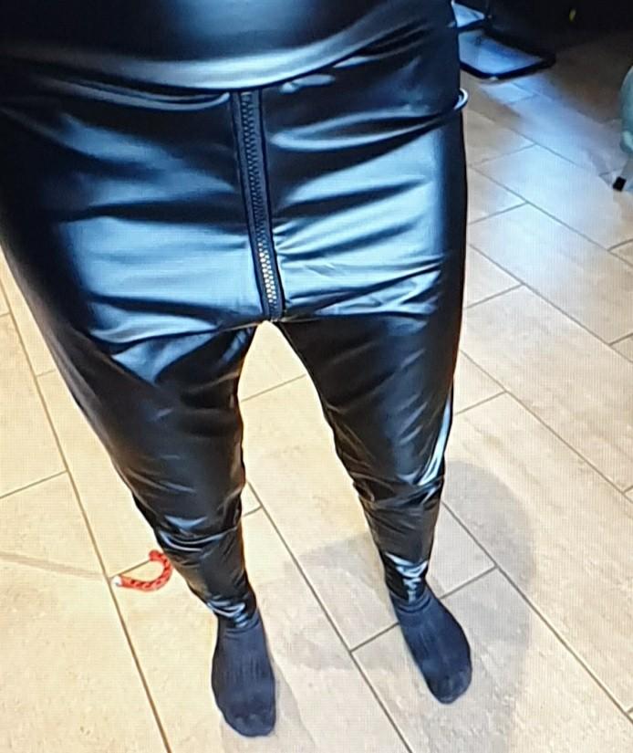Dubbele rits pu legging met pu leren sokken, Kleding | Dames, Leggings, Maillots en Panty's, Verzenden, Zwart, Nieuw, Legging