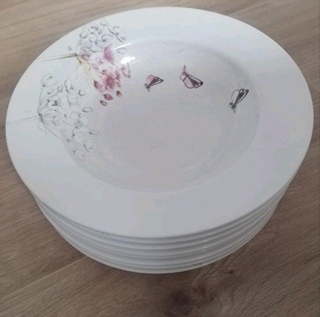 Diepe/ soep borden Marjolein Bastin 8x, Huis en Inrichting, Keuken | Servies, Gebruikt, Ophalen of Verzenden, Bord(en), Overige stijlen