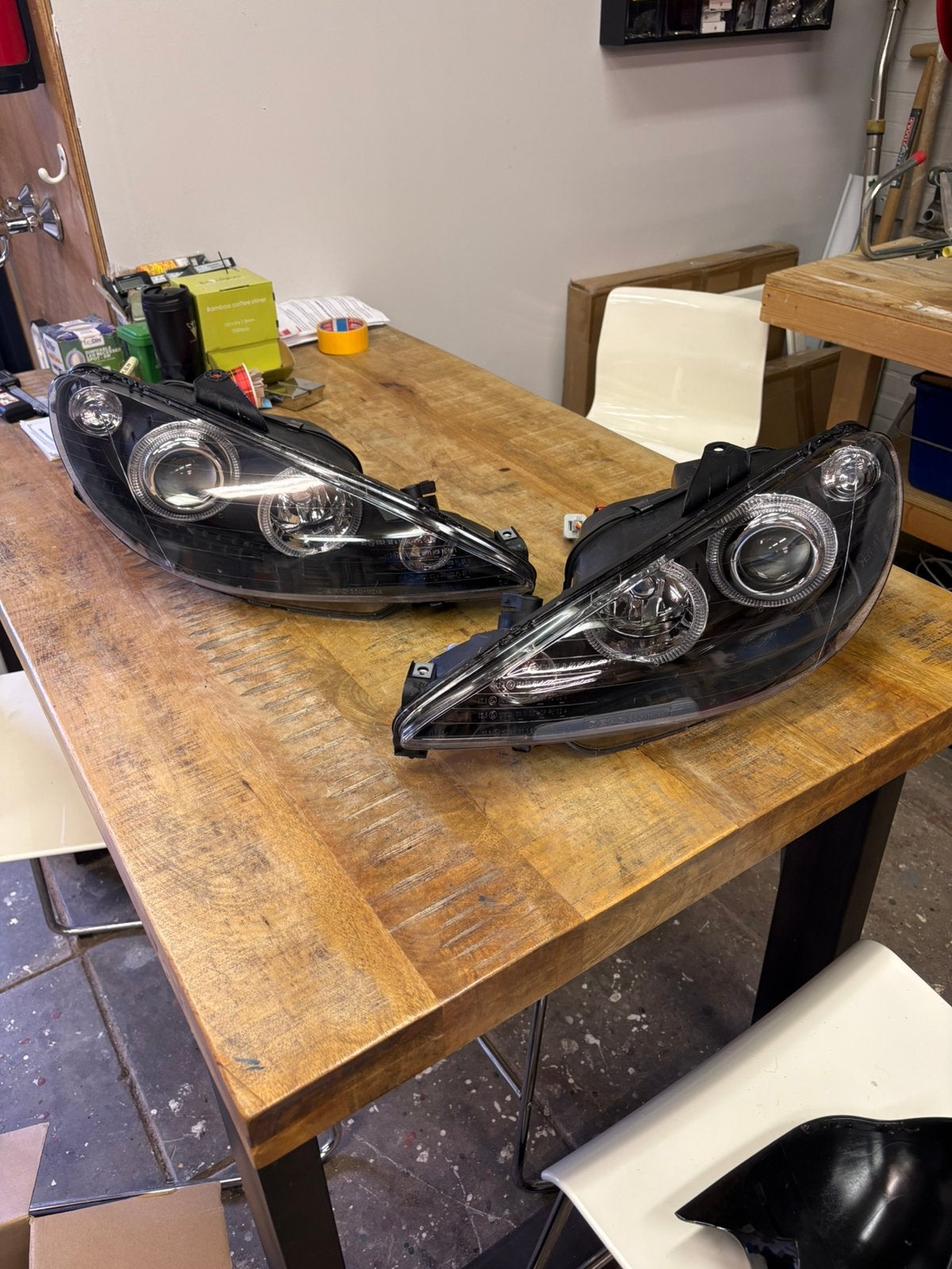Peugeot 206 Angel Eyes koplampunits – complete set, Ophalen, Peugeot