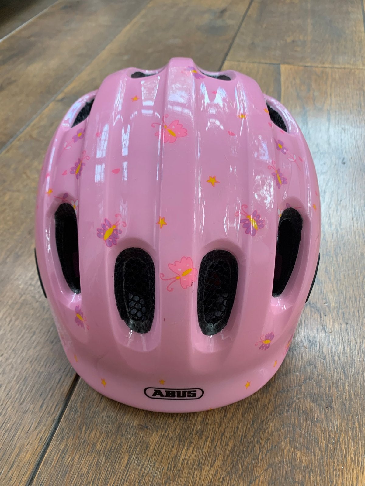 Abus smiley kinder fietshelm roze verstelbaar 45-50 cm, Ophalen, Zo goed als nieuw, S, Meisje