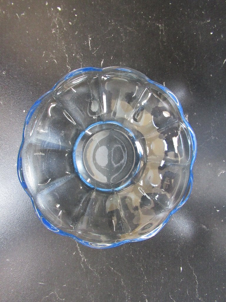 Retro vintage gebak set Saksenglas Walther blauw glas, Ophalen of Verzenden