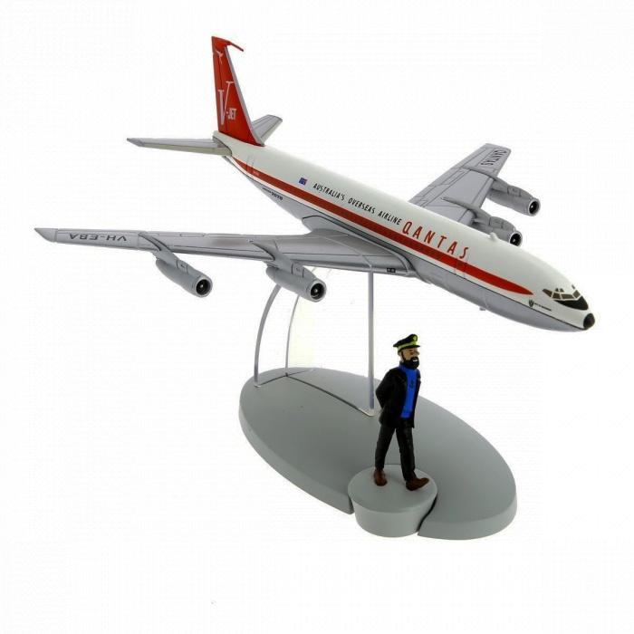 Kuifje met Boeing B-707 Quantas  20 cm br.  + poppe, Verzamelen, Verzenden, Nieuw, Schaalmodel
