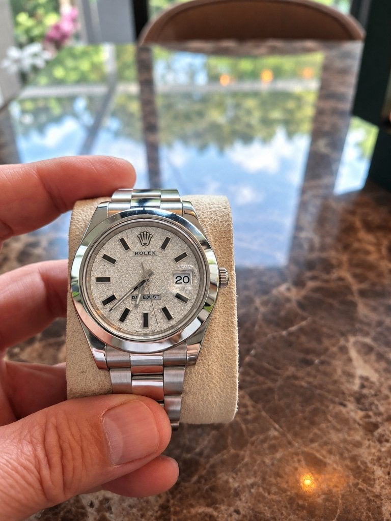 ROLEX DATEJUST 41MM DIAMANTEN PAVE DAIL, Sieraden, Tassen en Uiterlijk, Staal, Polshorloge, Ophalen of Verzenden, Zo goed als nieuw