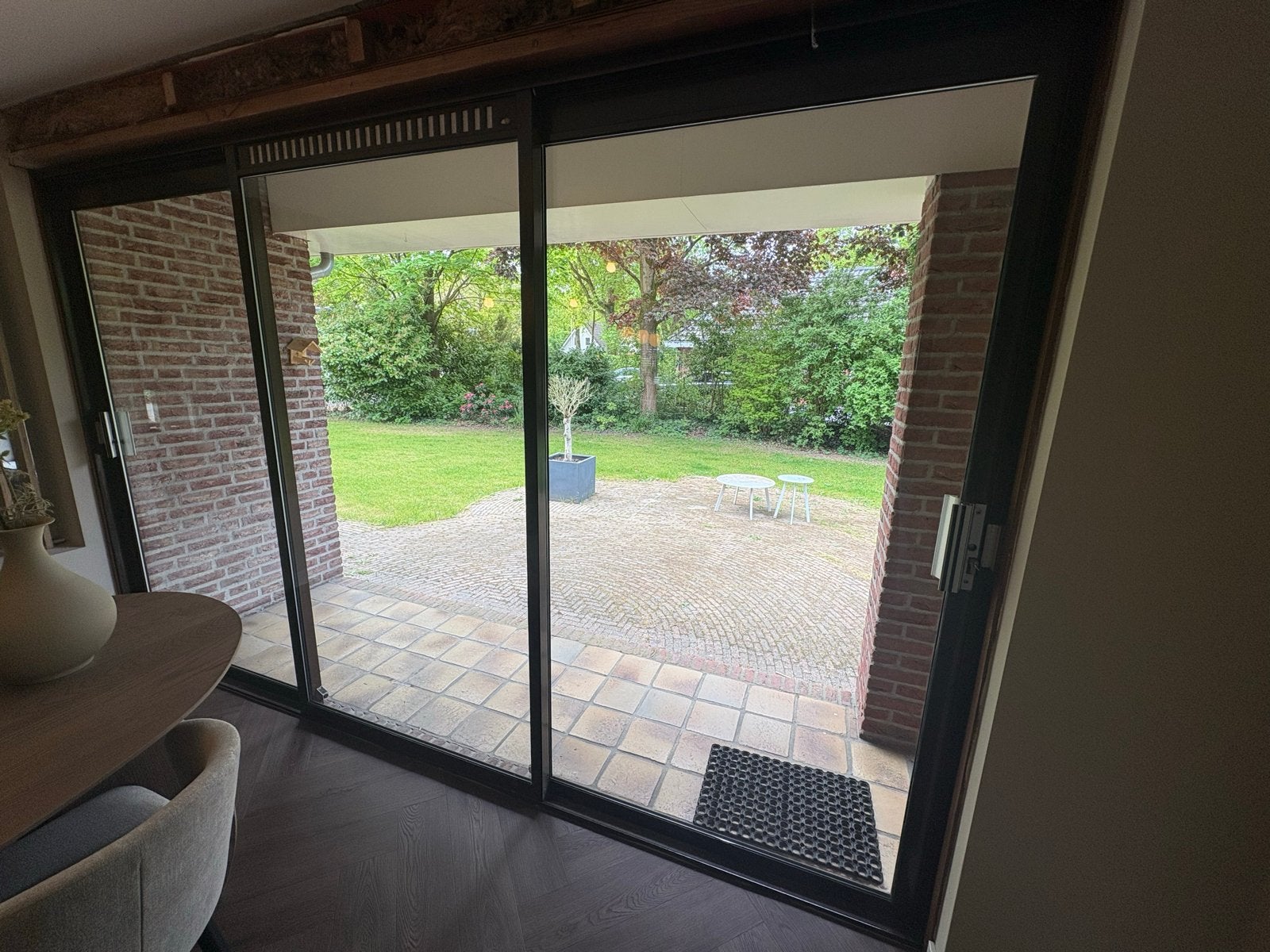 Grote schuifpui met dubbel glas, Ophalen, Gebruikt, Schuifdeur, 120 cm of meer