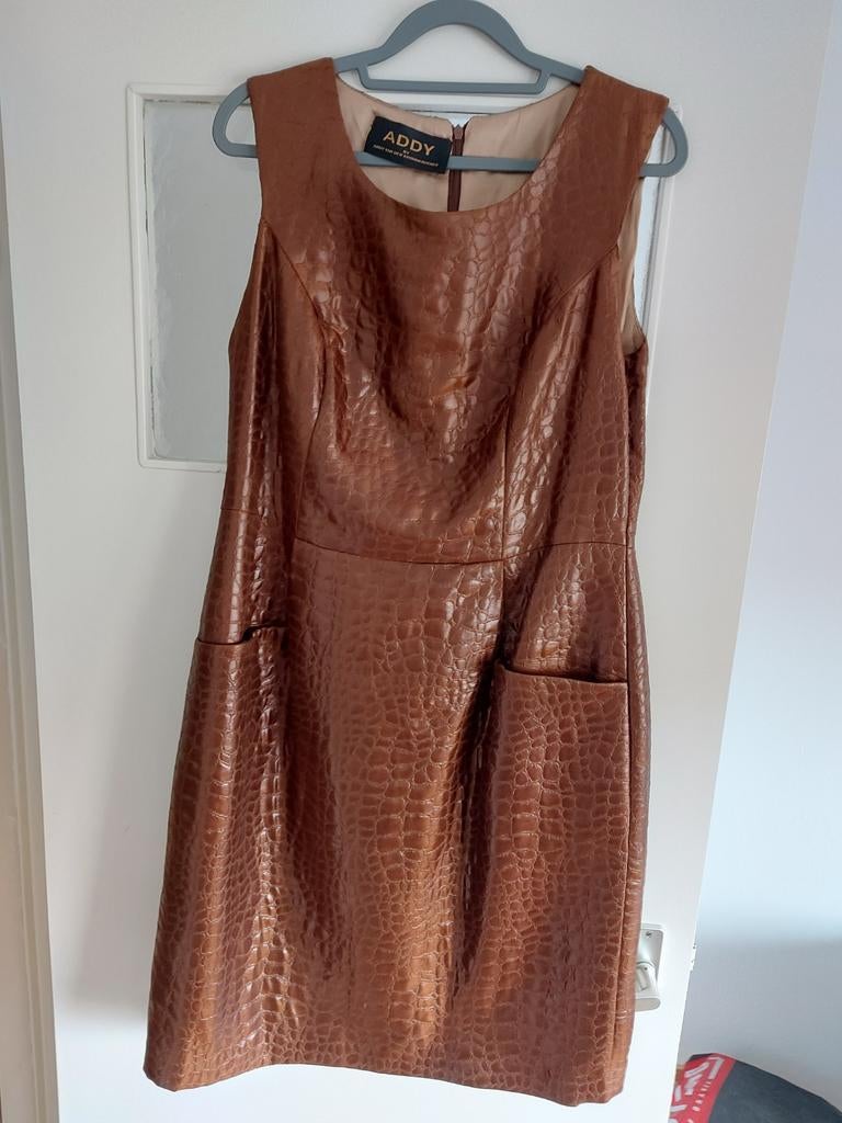 Prachtige Addy jurk met krokodillenprint - Maat L, Bruin, Addy, Maat 42/44 (L), Ophalen of Verzenden