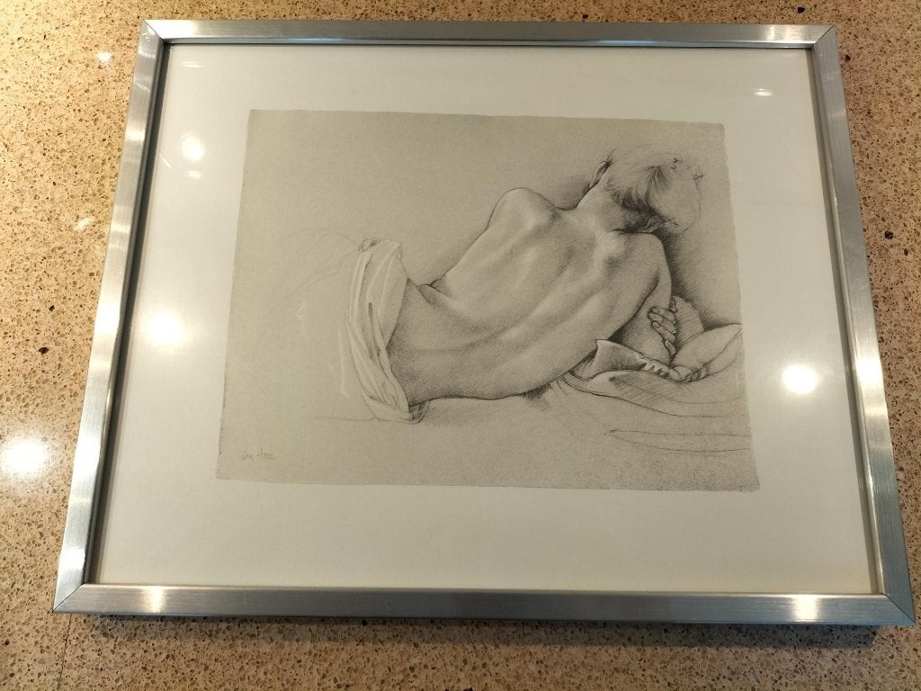 2 prachtige tekeningen nudes Francine van Hove Art ingelijst, Antiek en Kunst, Ophalen of Verzenden, Print, Achter glas