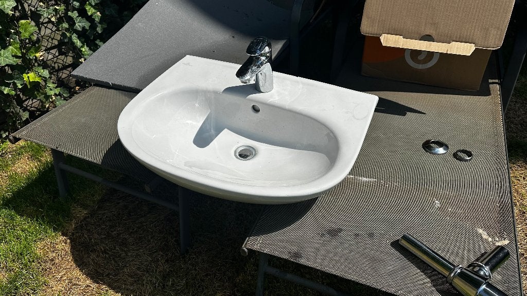 wasbak met kraan, Doe-het-zelf en Verbouw, Sanitair, Ophalen, Nieuw, Chroom, Kraan
