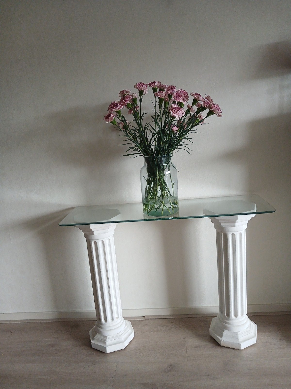 Sidetabel glasplaat facet  geslepen glas, Huis en Inrichting, Tafels | Sidetables, Ophalen, 100 tot 150 cm, Glas, Zo goed als nieuw
