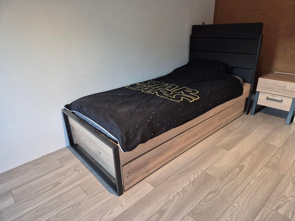 Irony tienerbed met bedlade 90x200, Ophalen, 85 tot 100 cm, Zo goed als nieuw, Lattenbodem