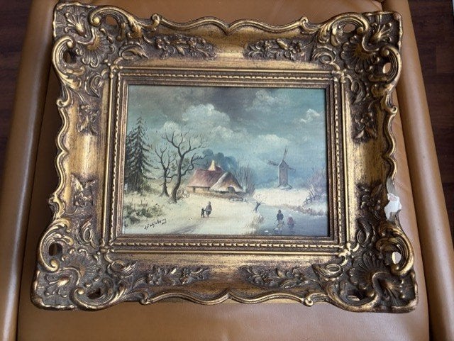 Winter Landschap laat 19e–vroege 20e eeuw J.F. Wijnberg, Ophalen of Verzenden, Klassiek