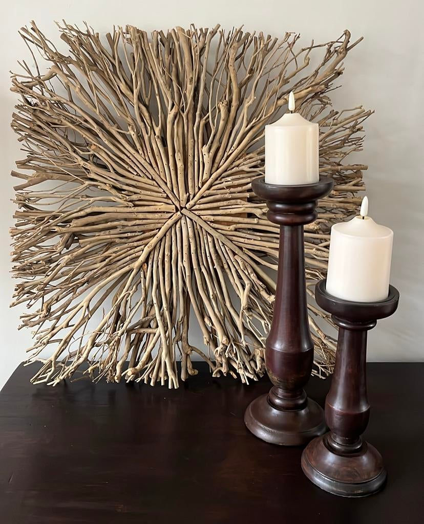 Houten ornament/wand of raam decoratie 58x58 cm ex kaarsen, Ophalen of Verzenden, Zo goed als nieuw