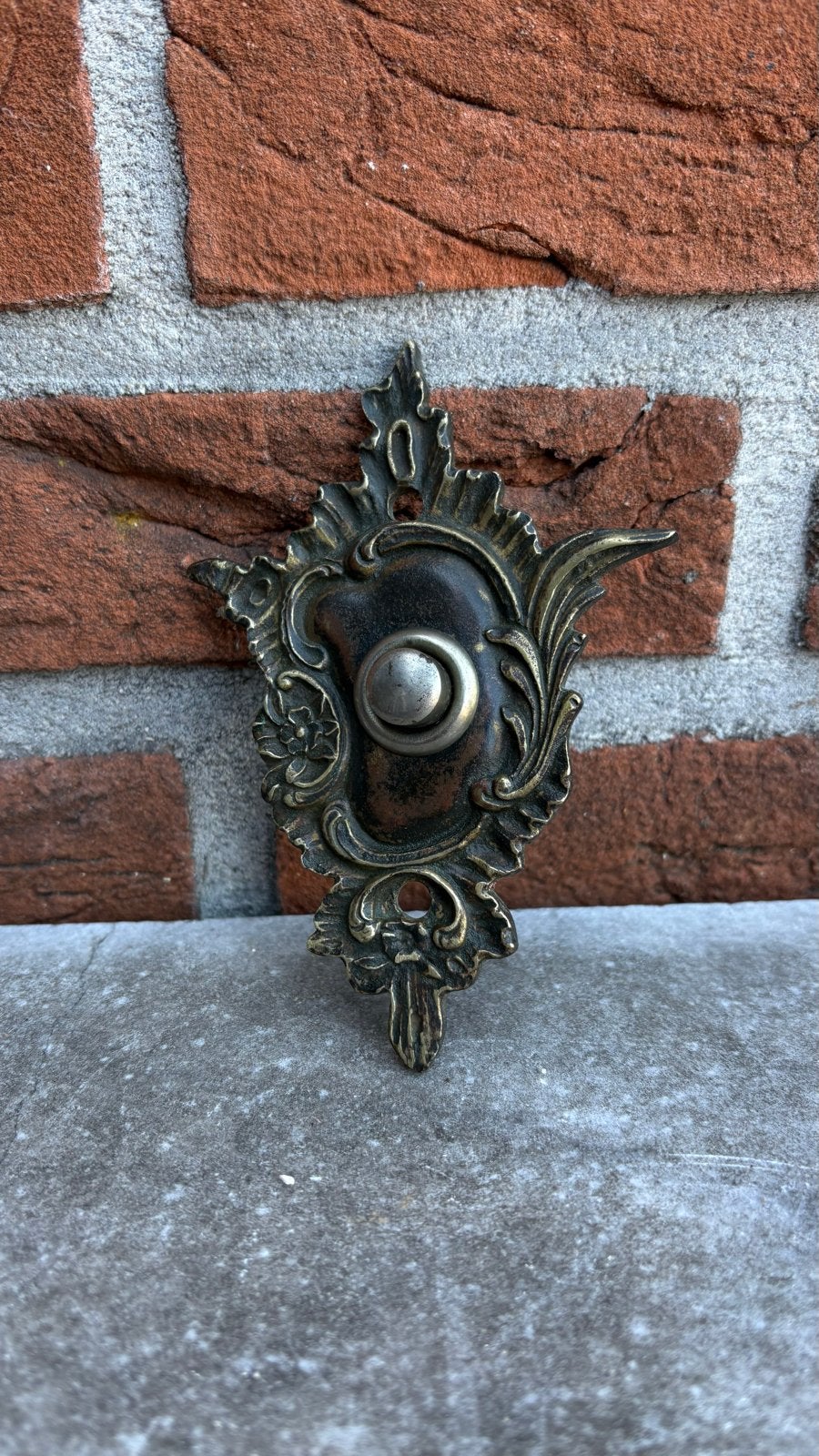 Art Nouveau / Rococo Bronzen Deurbeldrukker ca. 1900, Ophalen of Verzenden, Gebruikt