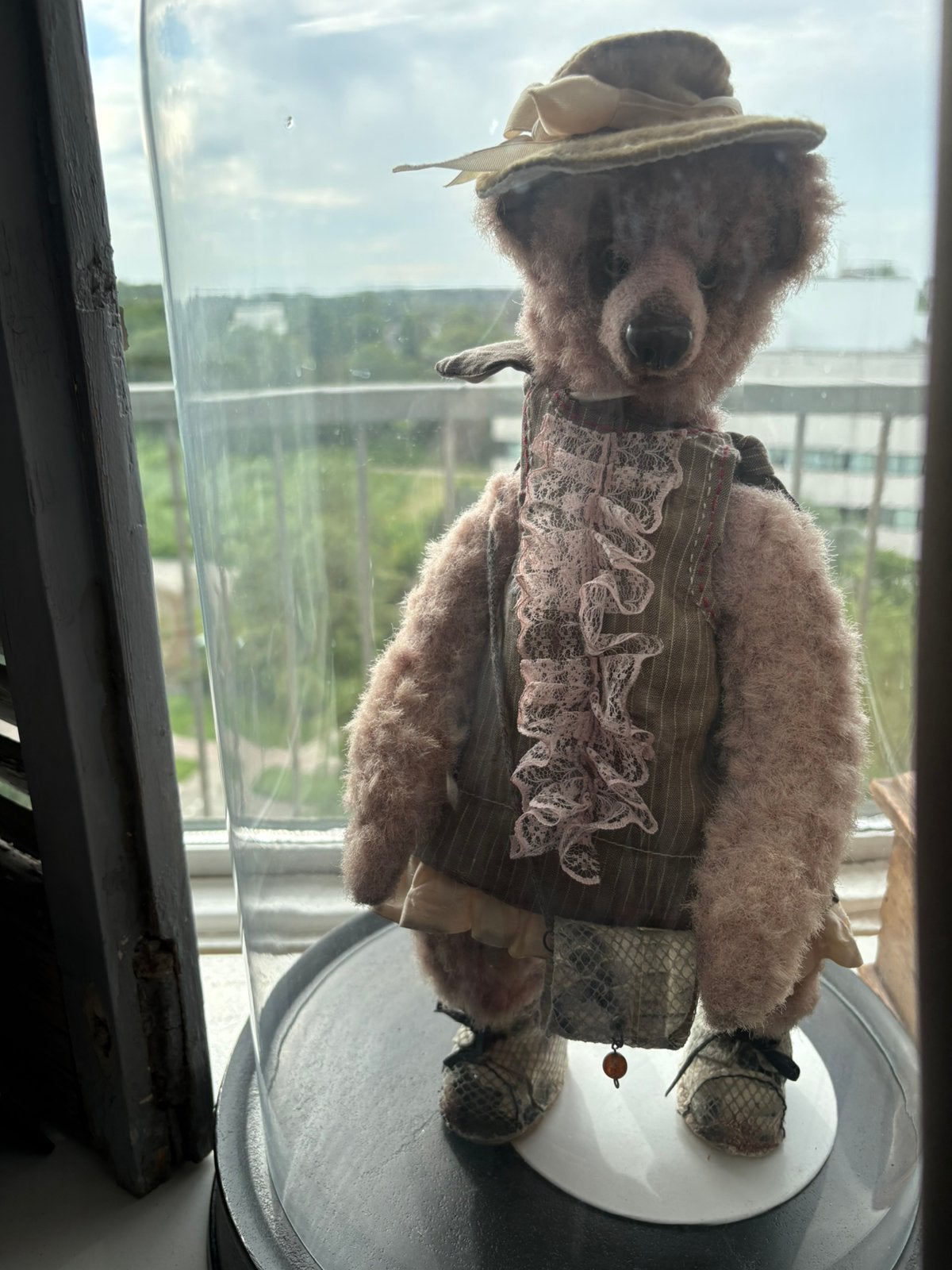 Prachtige roze handgemaakte beer, Verzamelen, Beren en Cherished Teddies, Ophalen of Verzenden, Zo goed als nieuw, Stoffen beer
