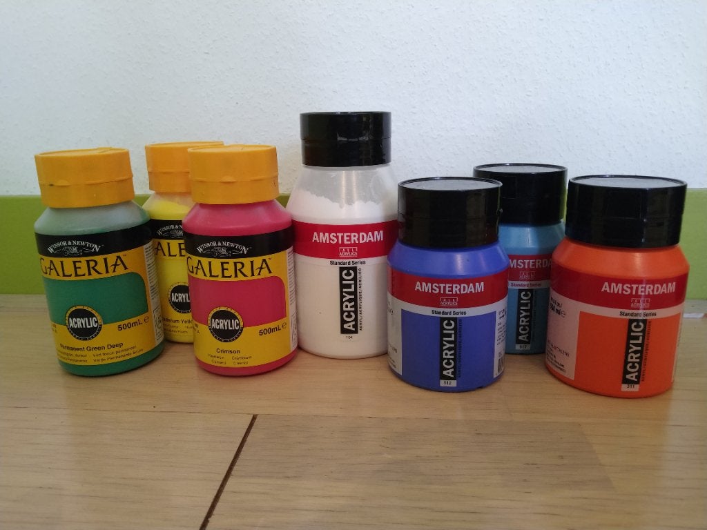 Acrylverf voor hobby (Amsterdam en Galeria), diverse kleuren, Hobby en Vrije tijd, Schilderen, Gebruikt, Acrylverf, Ophalen of Verzenden