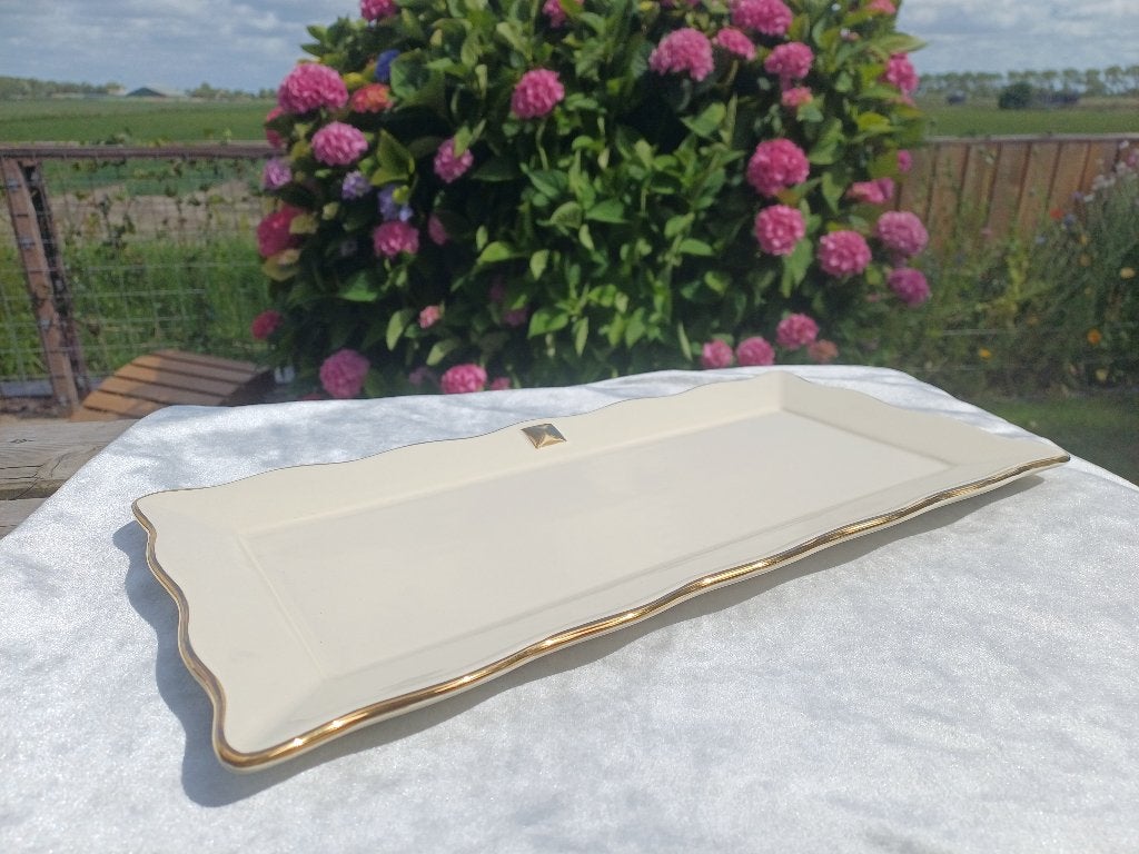 Crème Gouden Langwerpige Schaal JCB Artichaut France € 25, Ophalen, Schaal, Zo goed als nieuw, Rechthoekig