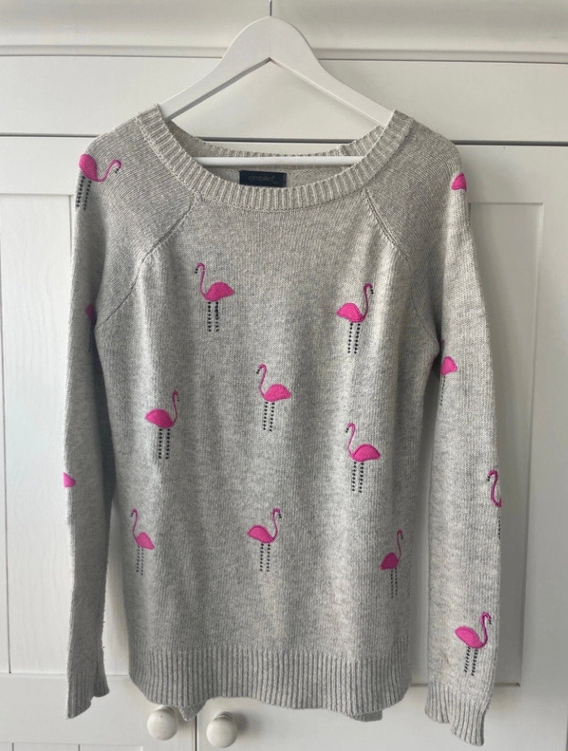Ambika trui met roze flamingo's - Maat M/L, Ophalen of Verzenden, Zo goed als nieuw, Maat 38/40 (M), Beige
