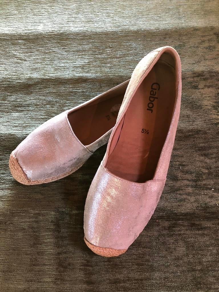 Espadrilles van Gabor, mt. 38,5 zilverkleur, Ophalen of Verzenden, Zo goed als nieuw, Blauw, Espadrilles of Moccasins