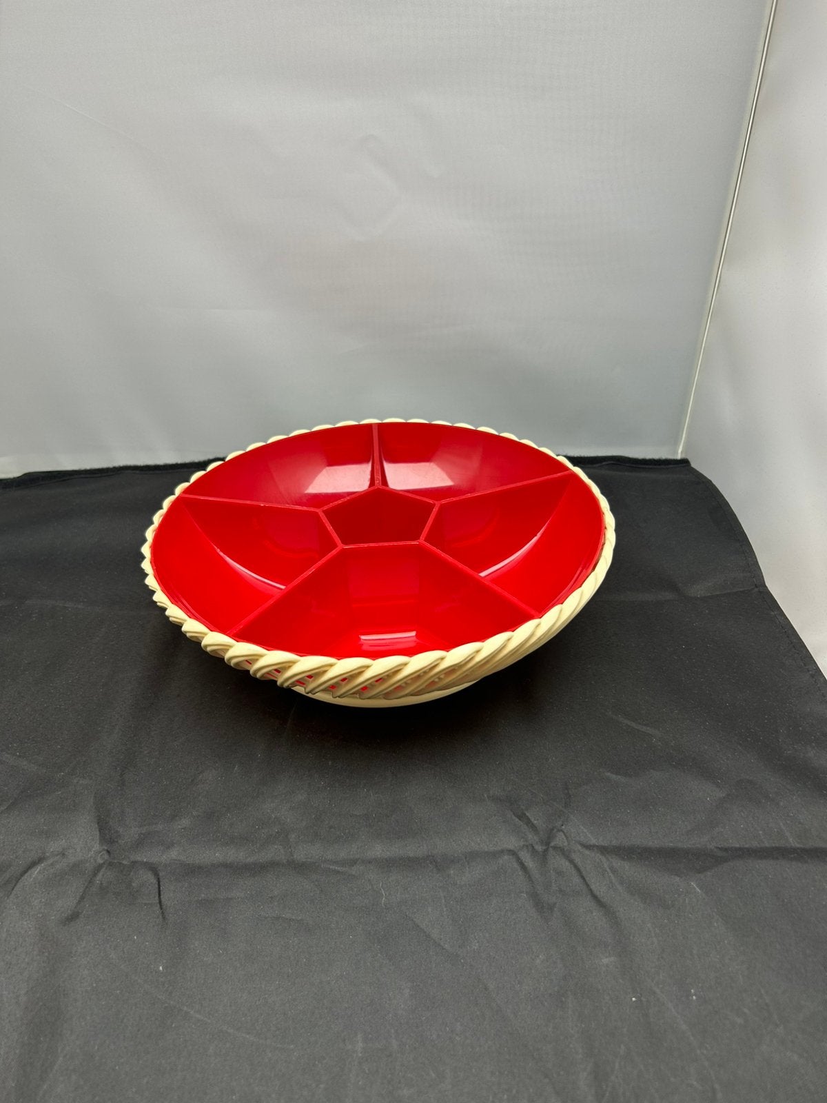 Vintage Emsa jaren 70 snackschaal - rood met wit, Ophalen, Kunststof, Vintage, Schaal of Schalen