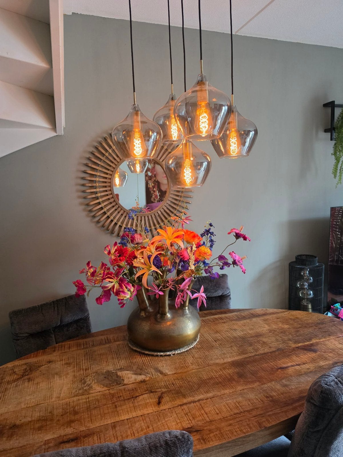 light & living rakel hanglamp ronde plaat 5 lampen, Huis en Inrichting, Ophalen