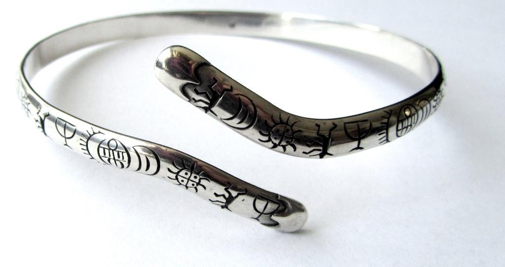 925 Zilveren Unieke Manchet Slang snake armband, Sieraden, Tassen en Uiterlijk, Antieke sieraden, Armband, Zilver, Ophalen