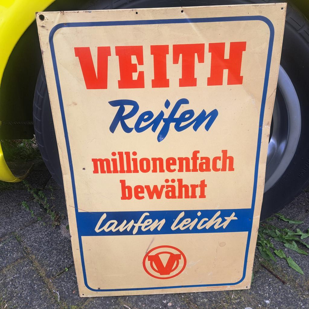 Veith Reifen banden blikken reclamebord, Verzamelen, Ophalen of Verzenden, Gebruikt, Reclamebord