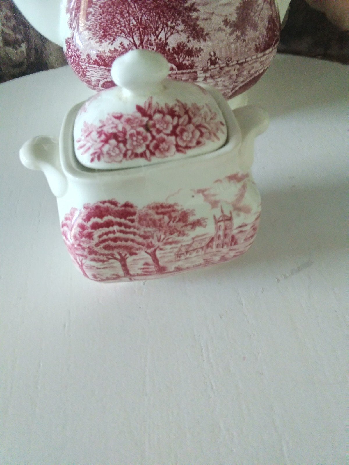 Antieke Engelse suikerpot  Wedgwood, Dickens Coaching Days, Ophalen of Verzenden