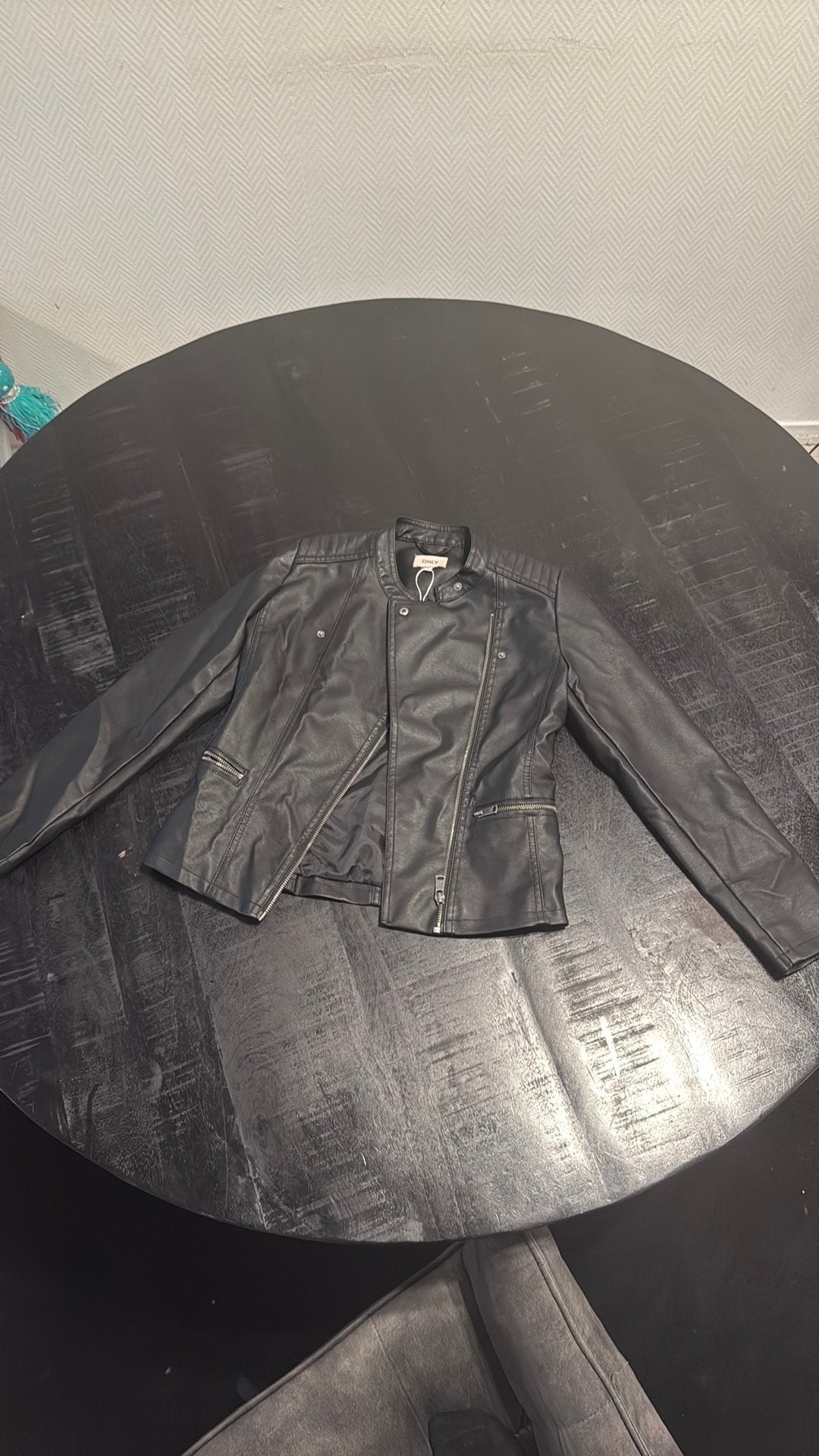 Leren jas Meisjes, Kleding | Dames, Ophalen, Zo goed als nieuw, Maat 34 (XS) of kleiner, Zwart