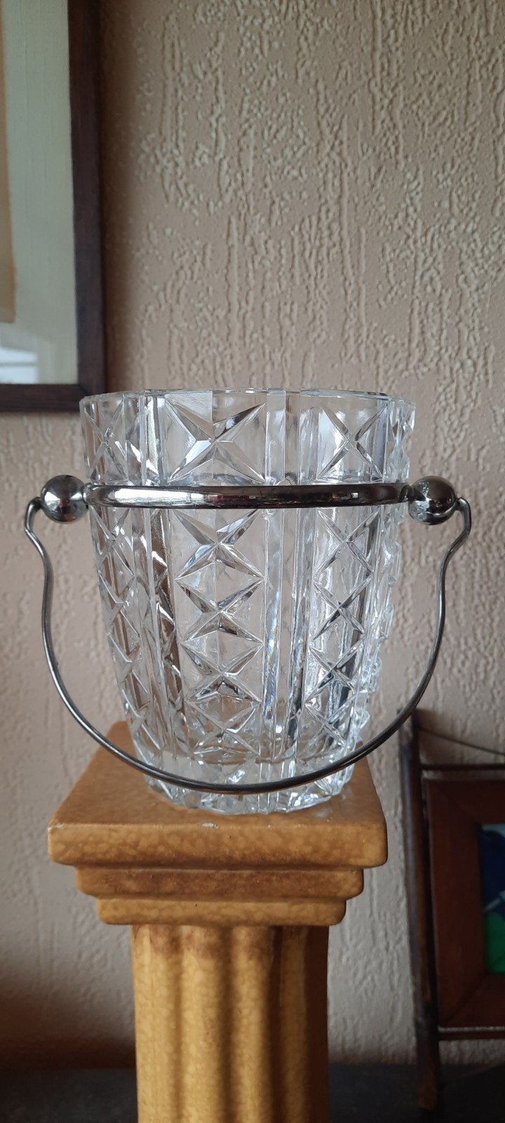 Vintage kristallen ijsemmer Val Saint Lambert, verzilverd, Ophalen of Verzenden