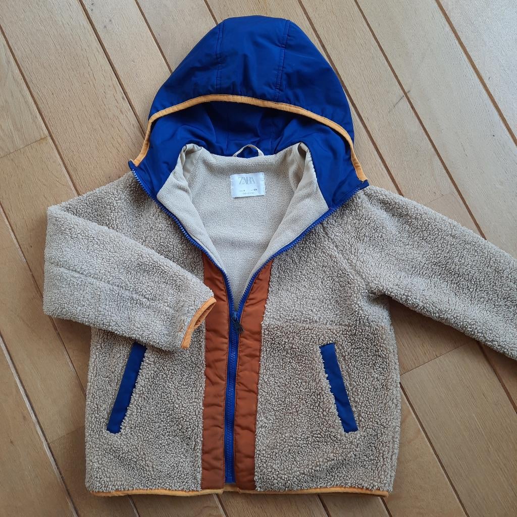 ZARA jack jas zand borg met kobalt bruin maat 128, ZARA, Ophalen of Verzenden, Zo goed als nieuw, Jongen