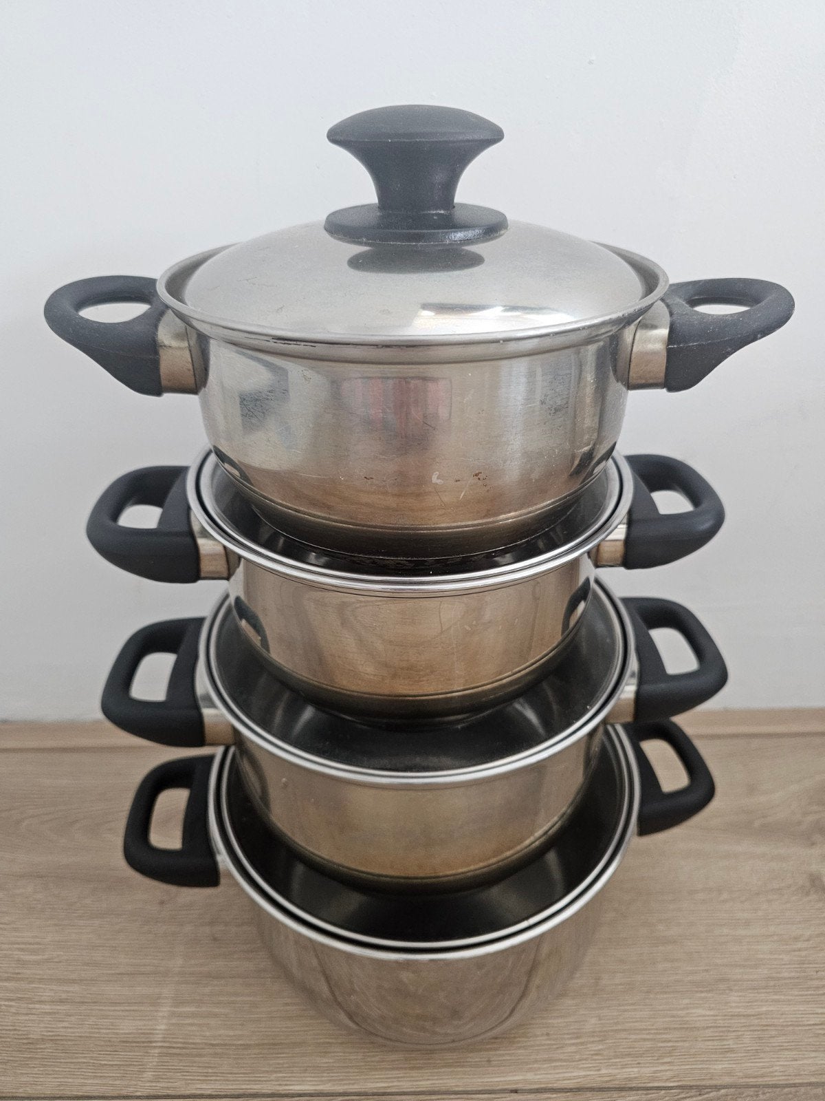 RVS pannen - Perfecte staat! 4 stuks, Met handvatten, Ophalen, Zo goed als nieuw, Rvs