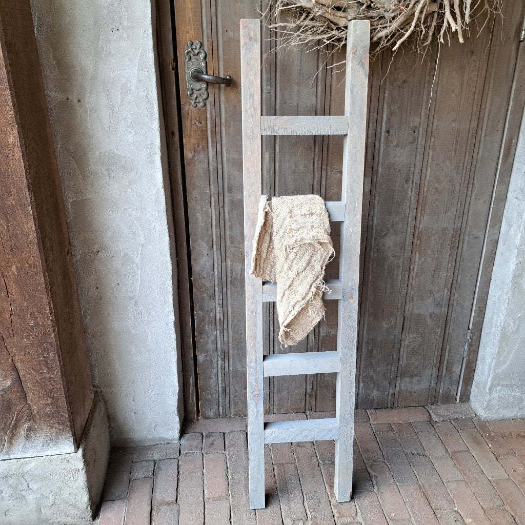 Landelijk houten laddertje ladder vergrijst 118x27cm *Etage3, ., Ophalen of Verzenden, Zo goed als nieuw, .