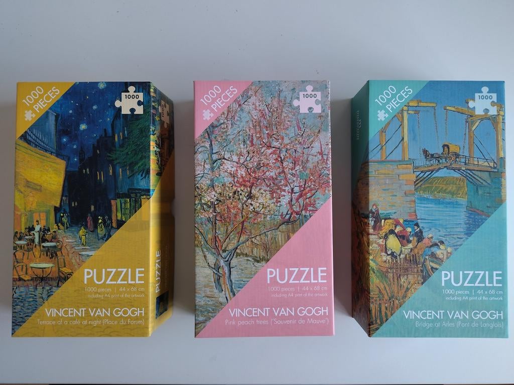 3 Nieuwe Vincent van Gogh Legpuzzels - 1000 stukjes, Kinderen en Baby's, Ophalen of Verzenden, Meer dan 50 stukjes, Nieuw, 6 jaar of ouder