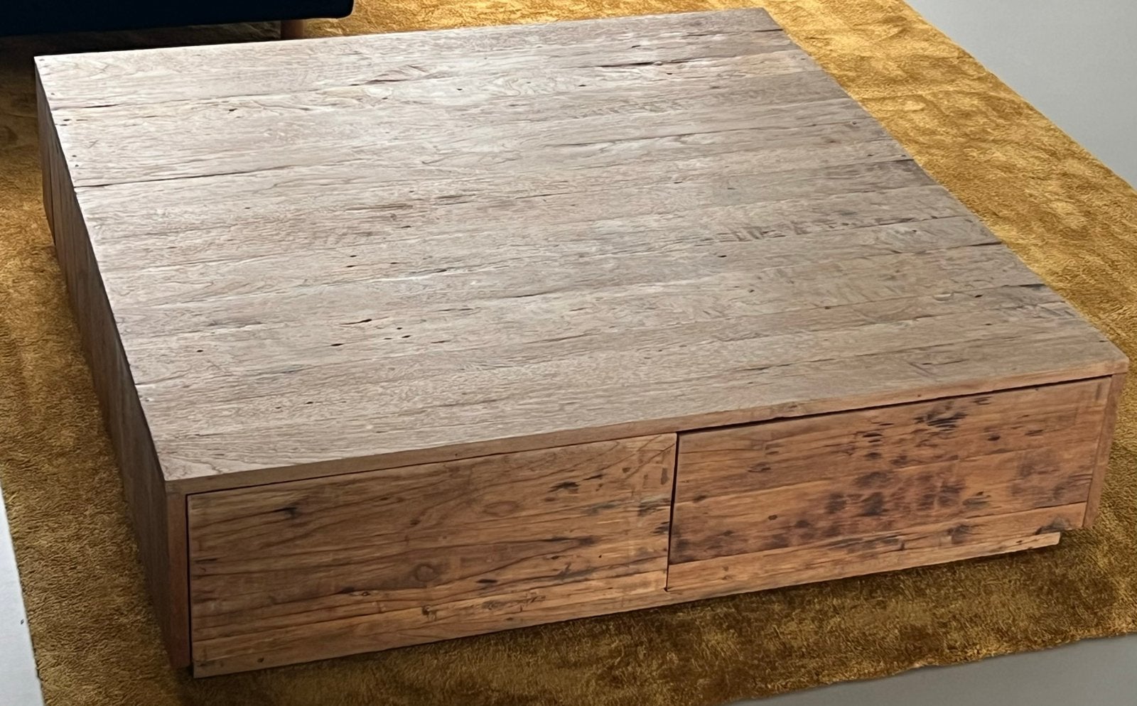 Salontafel teakhout, 120 x 120 x 30 cm, Gebruikt, Ophalen of Verzenden, 5 – 50, 100 tot 150 cm